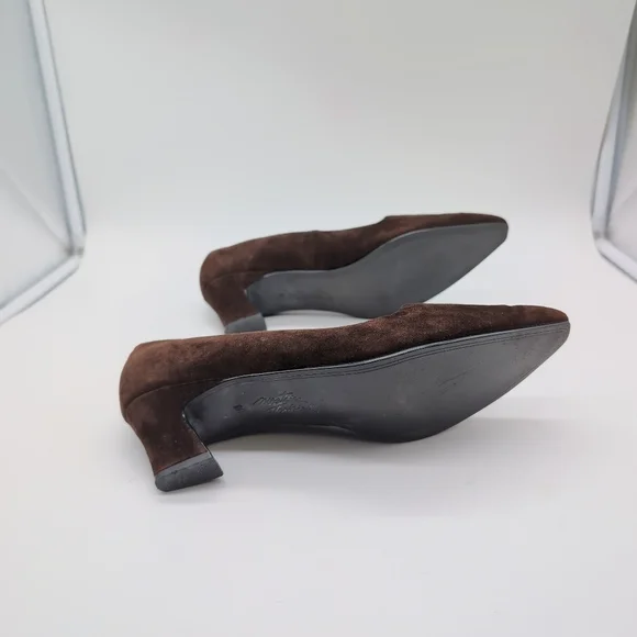 Mootsie's Tootsies Sz 10 Brown Suede Heels with Pointed Toe Vintage 90s - Picture 8 of 9